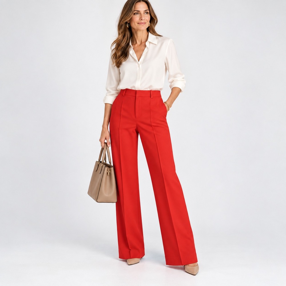 J.Crew Red Dress Pants Womens 8 Wool Tailored Straight Leg Trousers Workwear